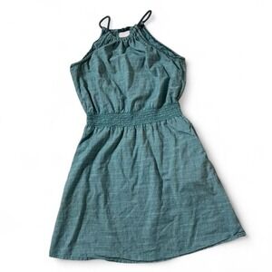 Toad&Co Teal Chambray Smocked Waist Halter Dress Women's Size M